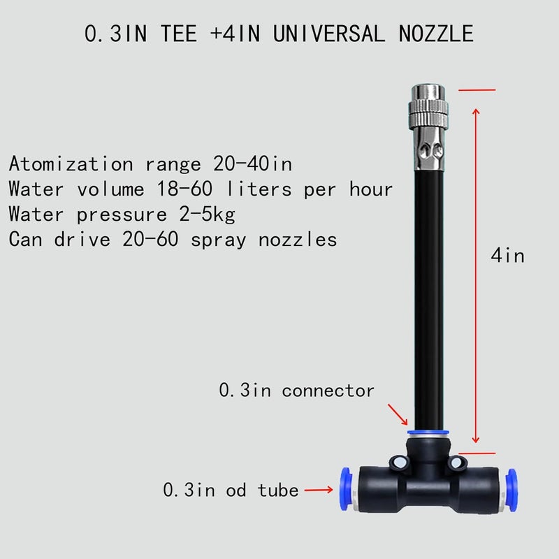 Wexecon 8mm Tee Sprinklers for Yard 10-Pack with Adjustable Micro Mist and Irrigation Cooling for Garden Irrigation, Machine Tool Cooling and More (4") - Image 2